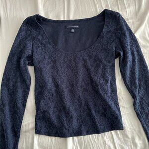 American Eagle vintage scoop neck lace navy long sleeve